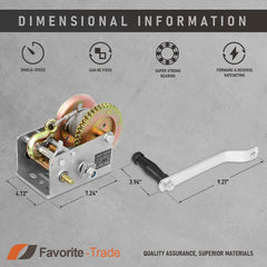 Favorite-Trade winch with zinc-plated finish resisting rust in harsh weather