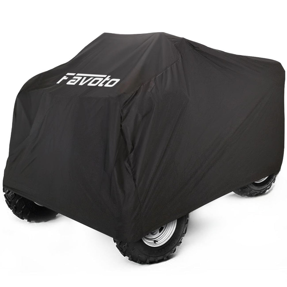 Favoto ATV cover shields against dust and rain on outdoor trails.