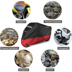 Favoto motorcycle cover includes a storage bag for easy stowage