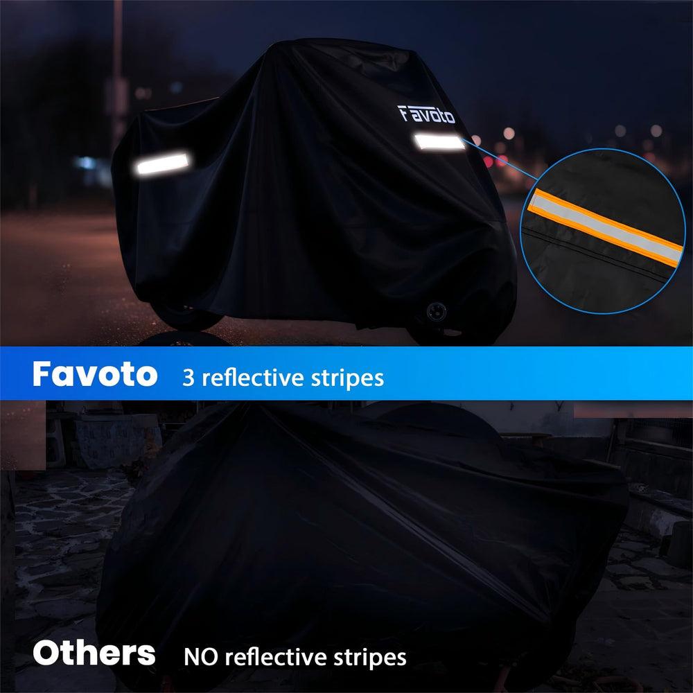 Favoto universal-fit cover fits many models up to 104 inches in length.