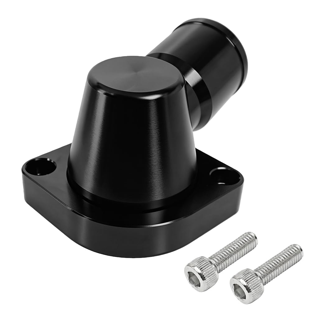 FBSCTMH billet swivel thermostat housing close-up shows precise 6063 aluminum machining.