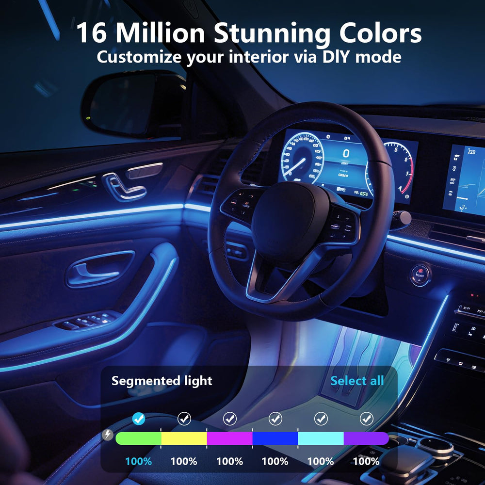 FCPVHOY easy-install LED strips with strong adhesive for universal car fit