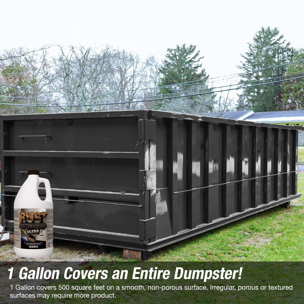 FDC Rust Converter Ultra covers up to 500 sq ft on smooth non-porous surfaces