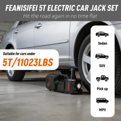 FEANISIFEI 12V hydraulic jack and wrench set ready for roadside repair