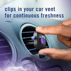 Febreze Auto Midnight Storm odor-fighting action freshens the vehicle interior.