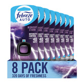 Febreze Auto Midnight Storm vent clip attached to a car vent delivering lasting freshness.