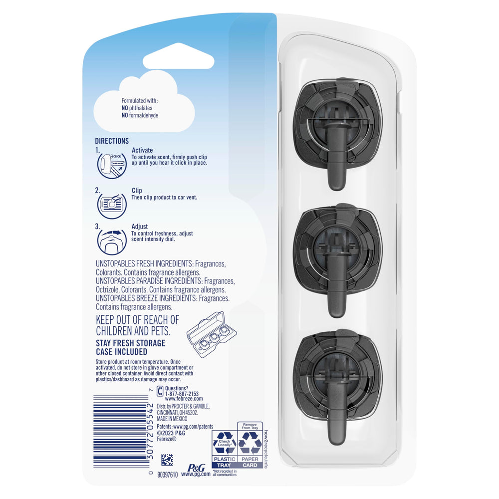 Febreze Cabin aromas from Unstopables variety pack enhance every ride.