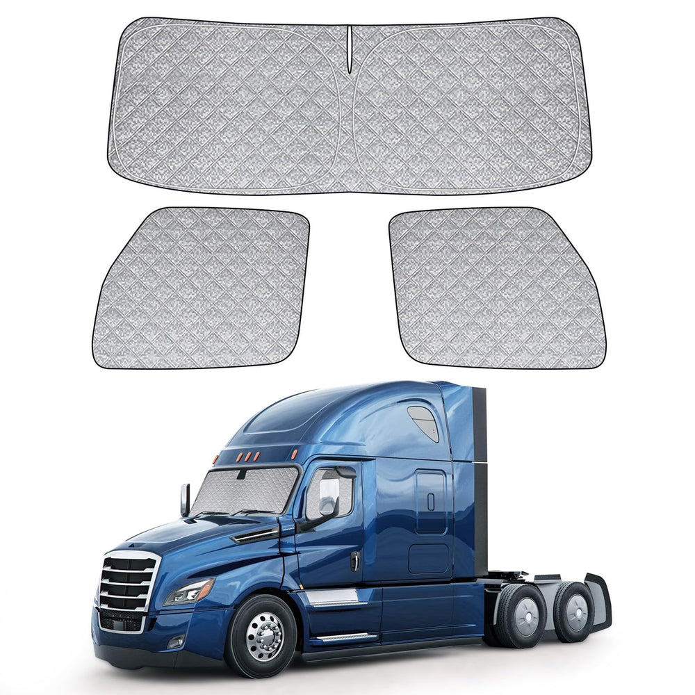 Federedevo 6-layer window shade on the front windshield reduces glare and heat.