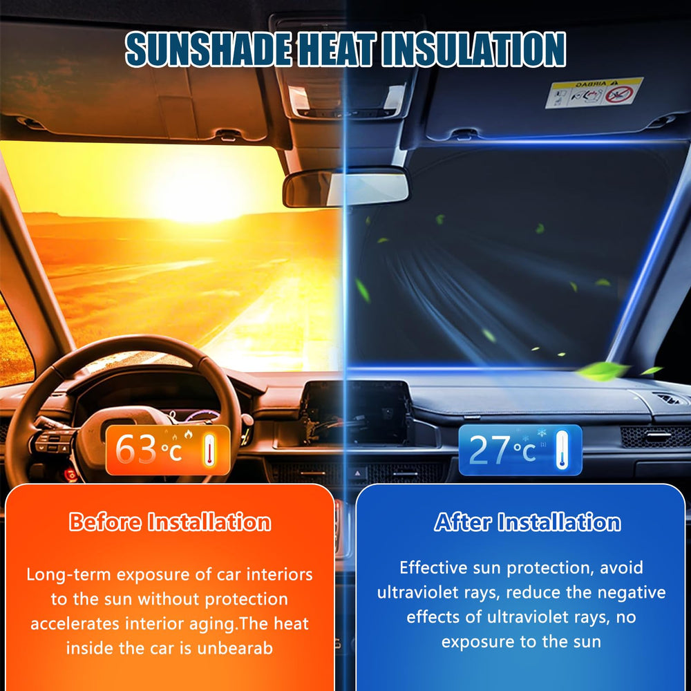 Federedevo foldable shade shows compact folded storage between drives.