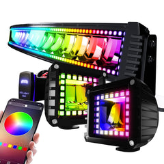 FEELON 42-inch curved RGB light bar for high-visibility off-road driving
