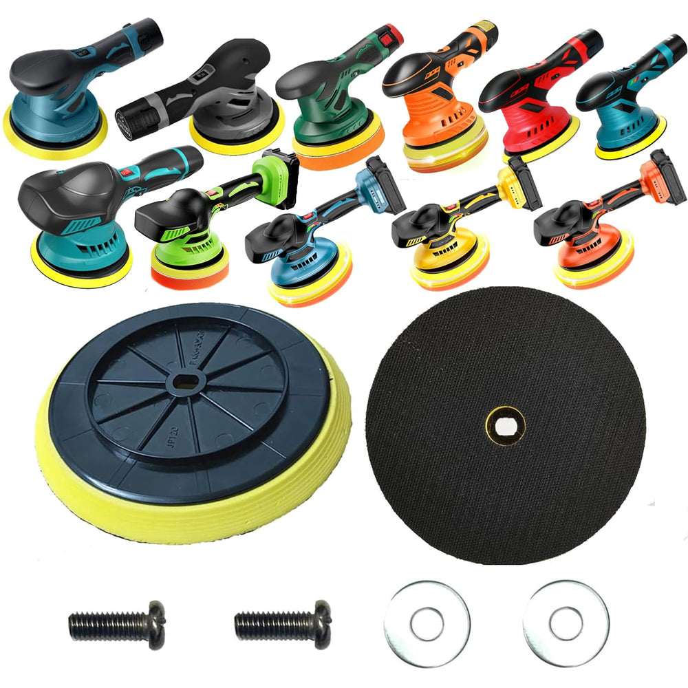 Feenynic 6 inch backing plate pack shown for smooth, balanced polishing on a cordless buffer