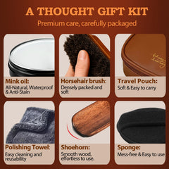 Feilove horsehair brush cleans and buffs leather without scratching.