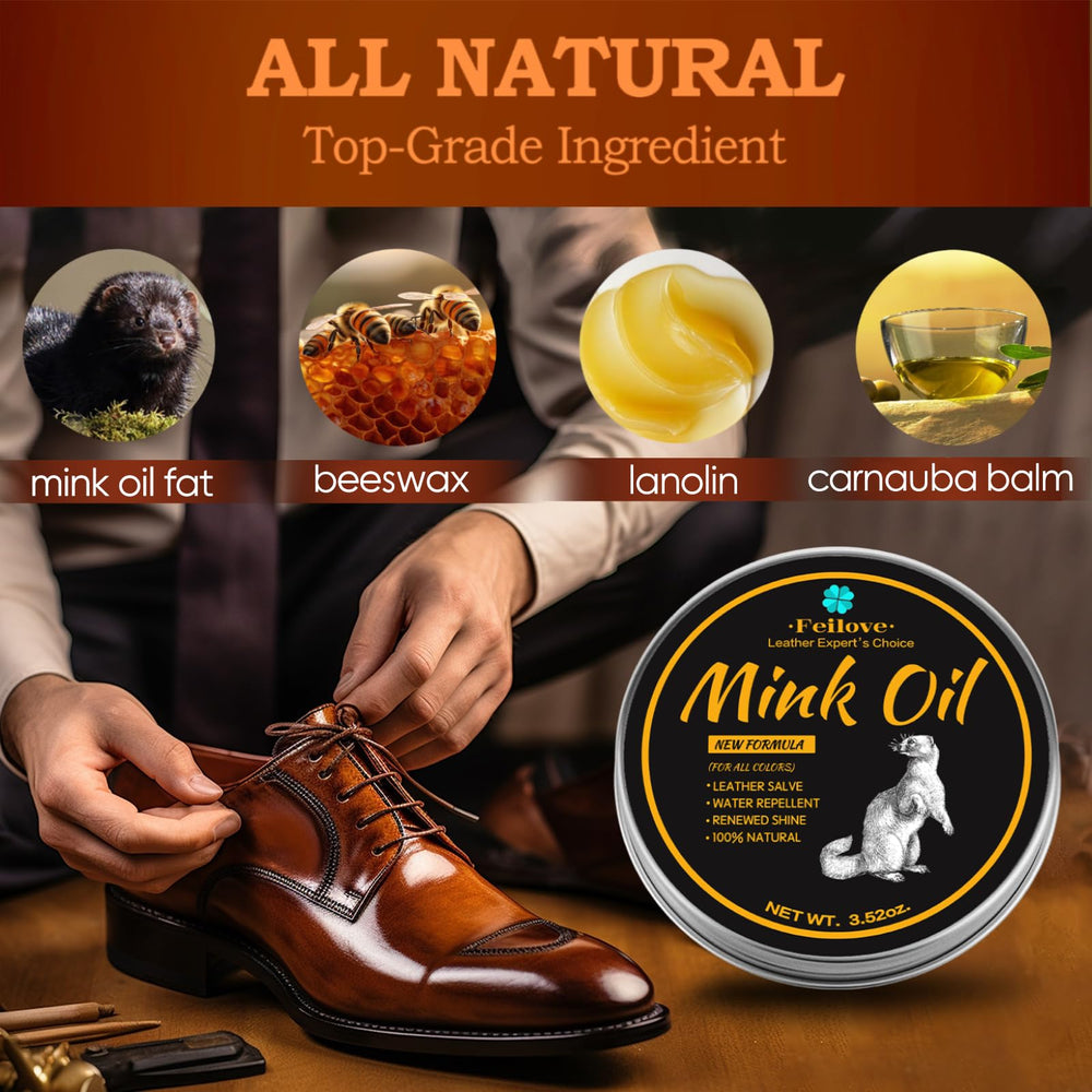 Feilove sponge applicator applies mink oil evenly.