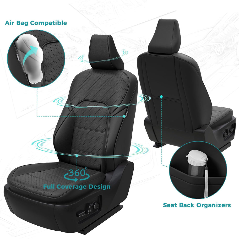 FEINEPRO Camry seat cover with airbag cutouts keeps safety features accessible.