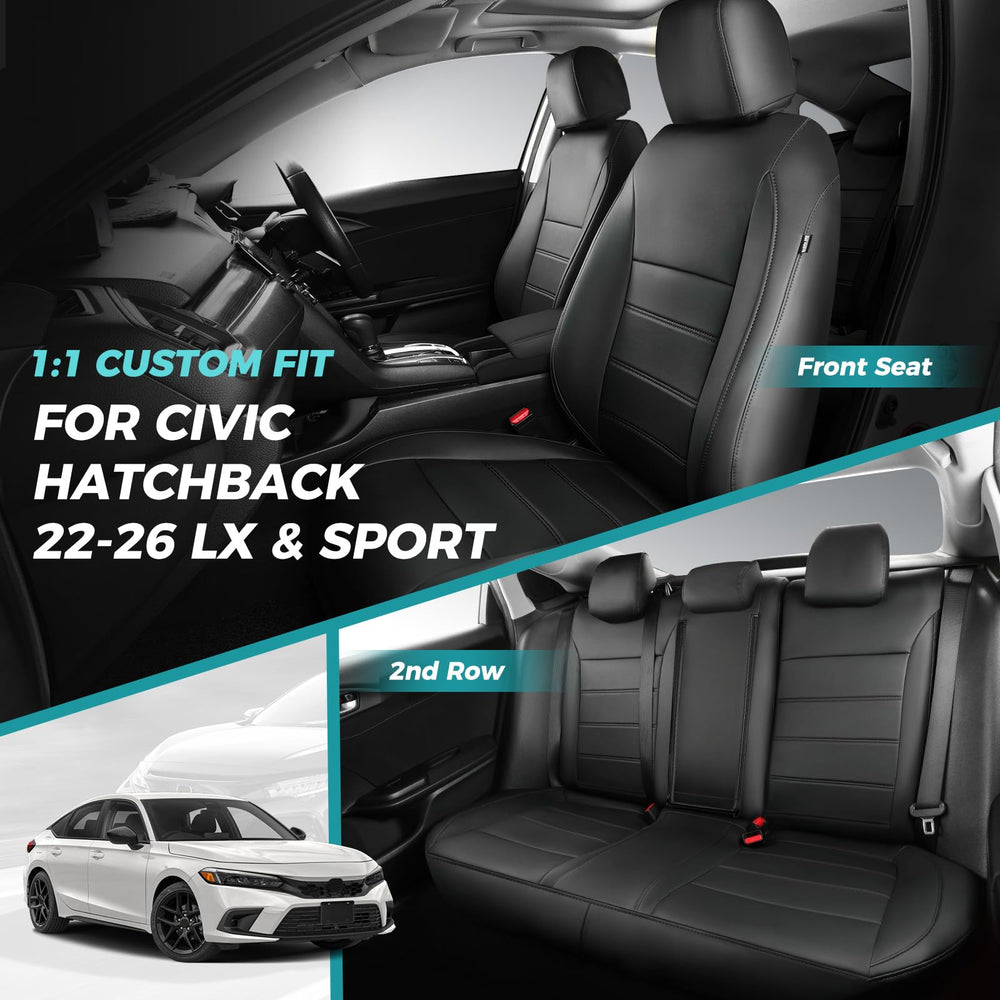 FEINEPRO Honda Civic rear seat cover in black leather for full coverage.