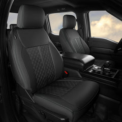 FEINEPRO Ford F-150 seat cover front view showing 360° protection and easy cleaning