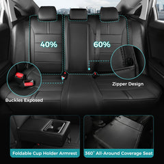 FEINEPRO rear seat covers with 60-40 split and armrest for flexible seating