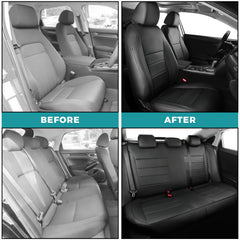 Luxurious black leather look with waterproof protection during family trips