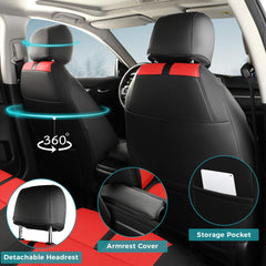 FEINEPRO seat covers color combo black red adds refined style.