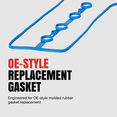 Detail of blue stripe cork-rubber gasket highlighting compression feature