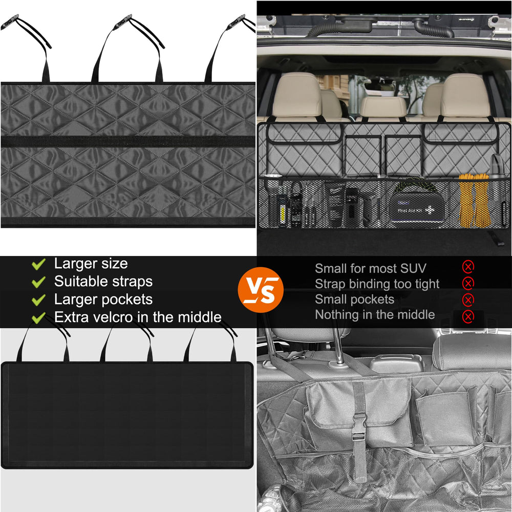 Femuar trunk organizer showing 44-inch size for enhanced storage capacity.