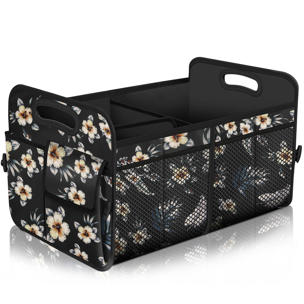 Femuar car trunk organizer showing 72L capacity for groceries and gear