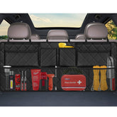 Femuar car trunk organizer closed to keep groceries secure.