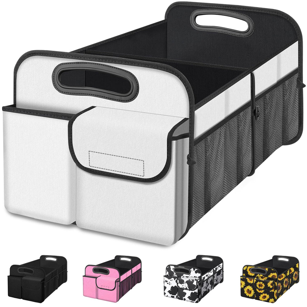 Femuar car trunk organizer collapsible design keeps groceries neatly organized.
