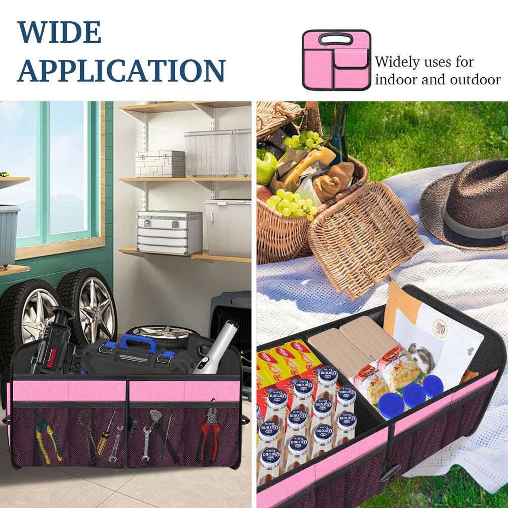 Femuar trunk organizer with foldable divider to customize compartments