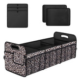 Femuar collapsible trunk organizer leopard print folded for compact storage