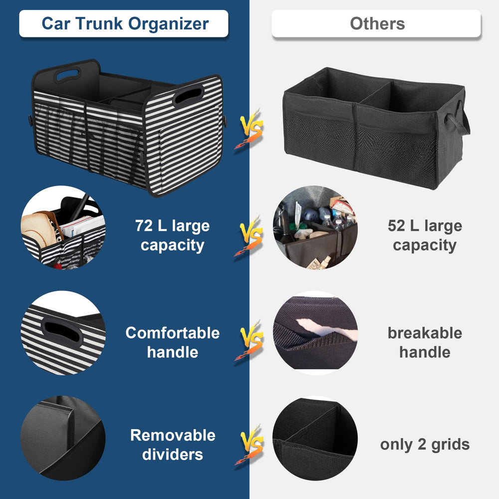 Femuar collapsible trunk storage folds flat for easy stowaway when not in use.