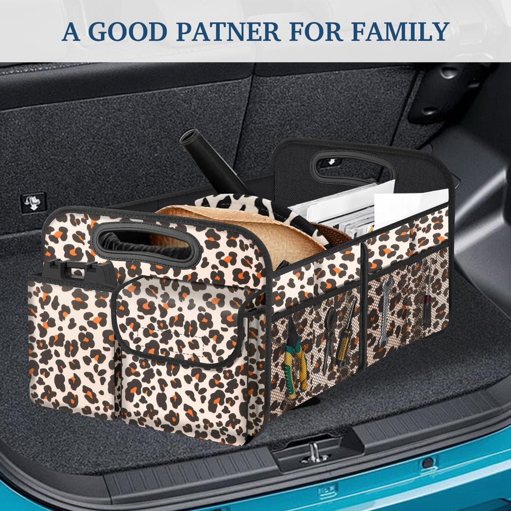 Femuar leopard trunk organizer compact storage ready to fold away