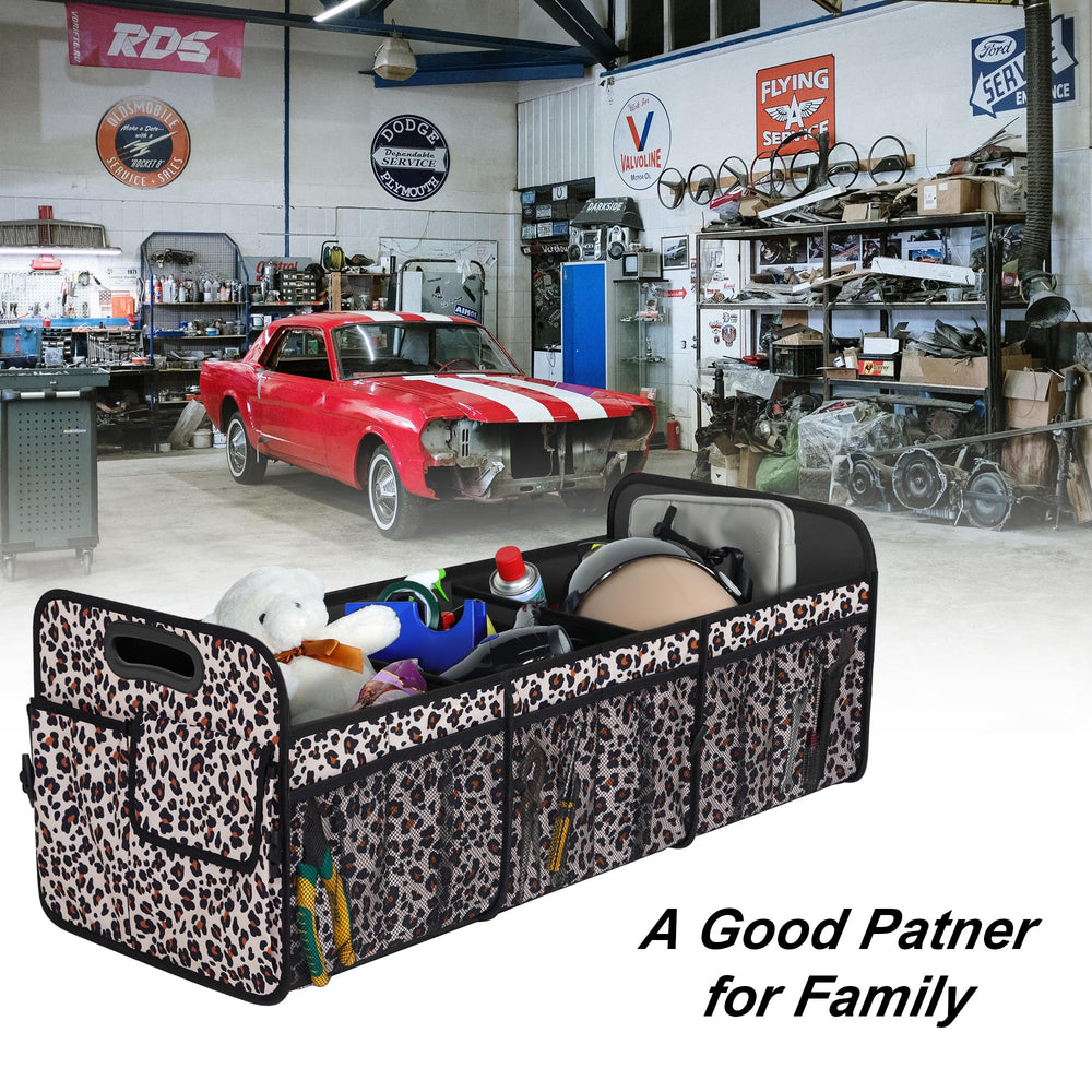 Femuar 15-pocket trunk organizer illustrating multiple storage zones