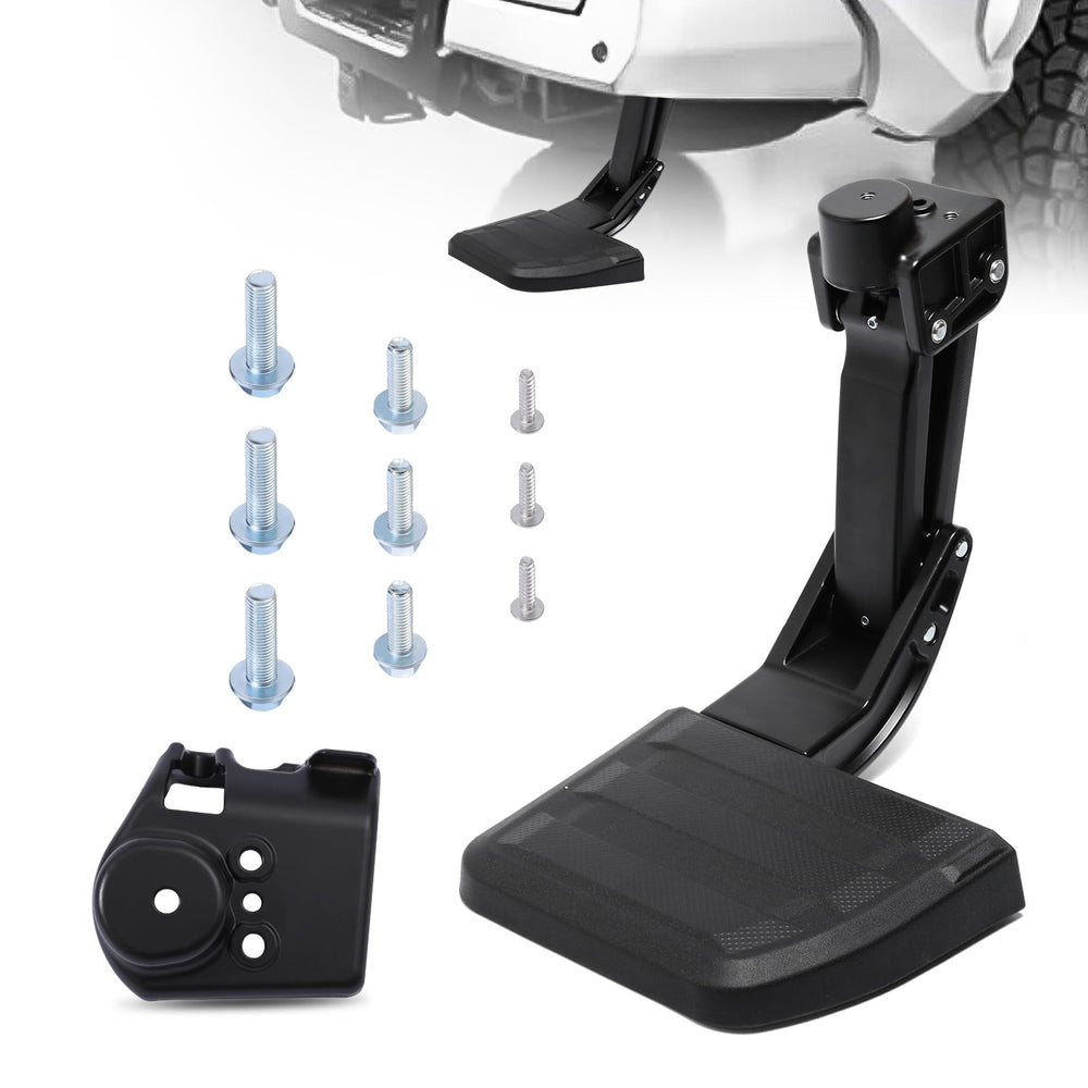 Fenglesha Tacoma rear bed step extended for easy loading access.