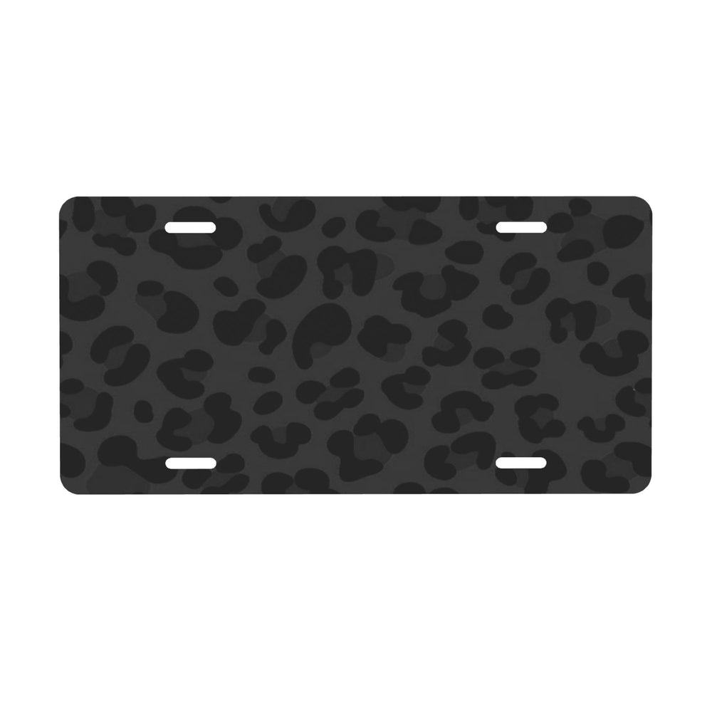 FengQuGou black cheetah leopard license plate front on a car for bold style.