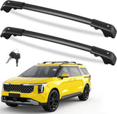 FengYu 300lb lockable cross bars on Kia Carnival roof showing anti-theft lock