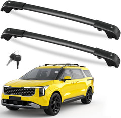 FengYu 300lb lockable cross bars on Kia Carnival roof showing anti-theft lock