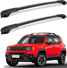 FengYu roof rack cross bars on Jeep Renegade with raised rails for secure cargo.