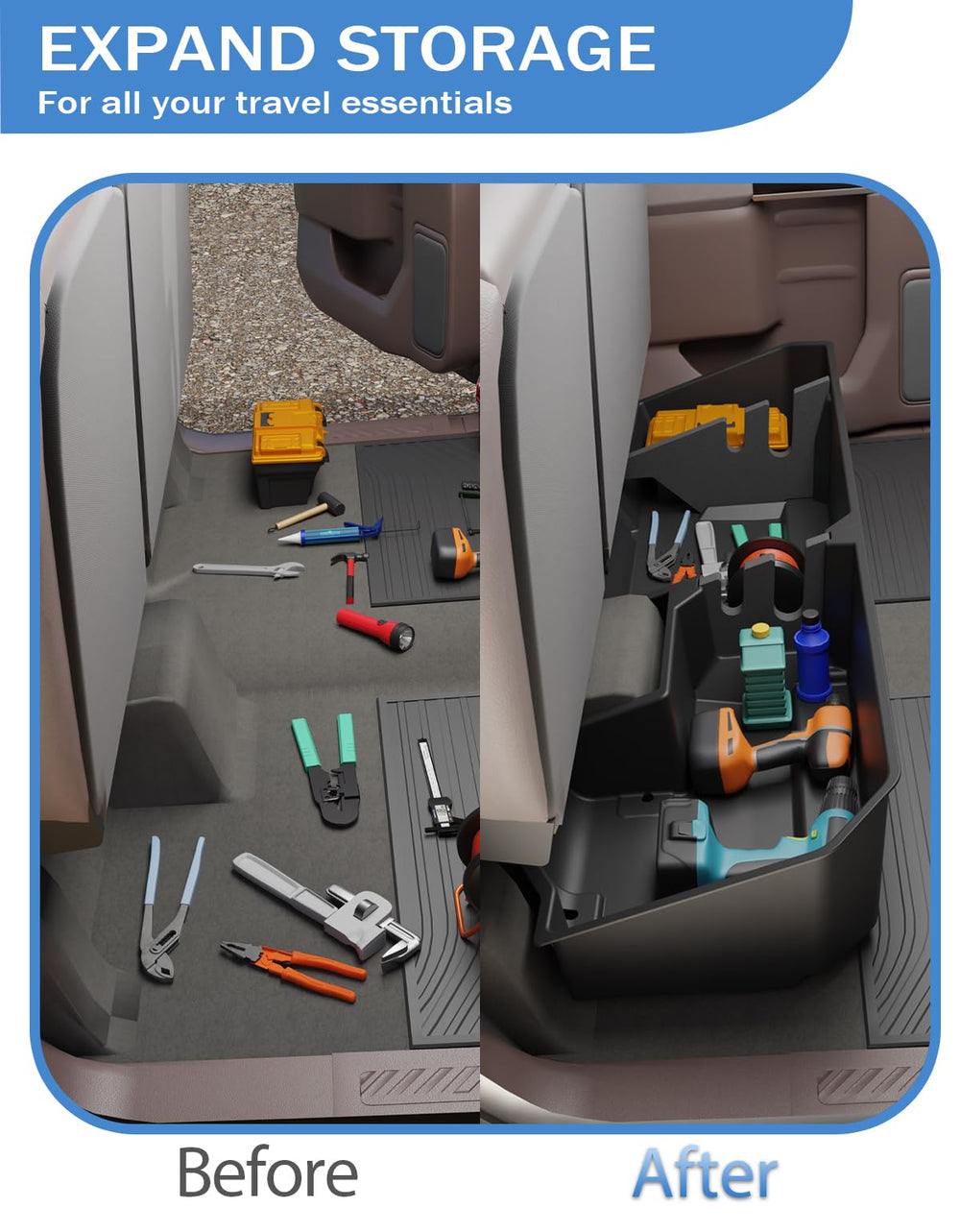 Waterproof, durable FengYu storage box ready for tools or camping gear in truck.