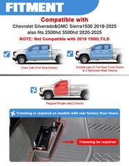 FengYu under-seat storage box in Silverado double cab demonstrates extra hidden space.