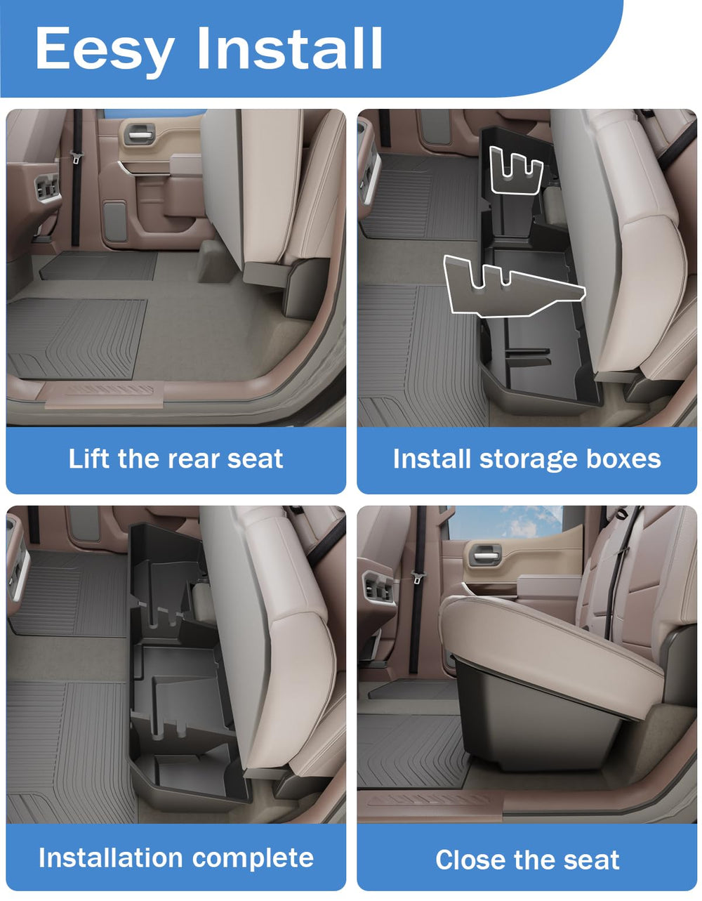 Wide compatibility of FengYu under-seat box with Silverado/Sierra 2500HD/3500HD.