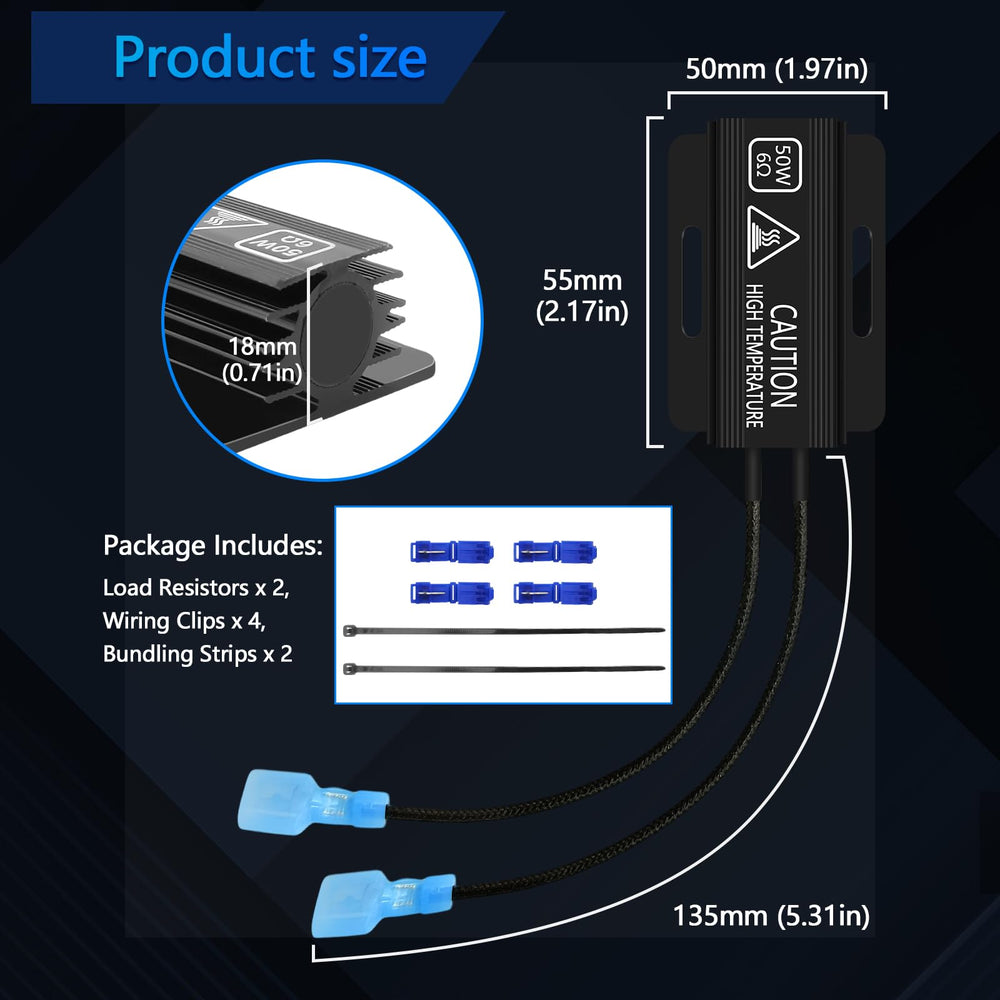 Fenikso LED resistor heat-dissipation note emphasizes metal mounting requirement