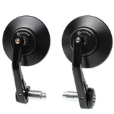 FENRIR bar end mirror left with CNC black finish enhances rear visibility for safer riding