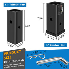 Fetechmate 3in to 2in hitch adapter for quick size changes.
