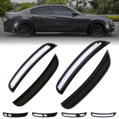 FetonAuto dynamic white LED side marker front for Dodge Charger enhances daytime visibility and style.