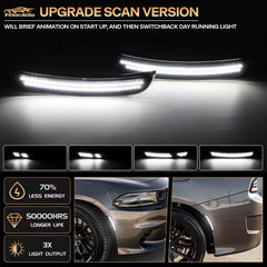 FetonAuto dynamic white LED side marker rear for Dodge Charger boosts rear visibility.