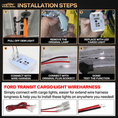FetonAuto wire harness connects easily enabling simple installation for Transit interior lights