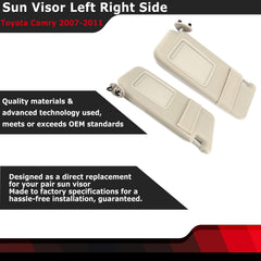 FEXON sun visor right passenger side beige blocks sun glare and improves visibility.