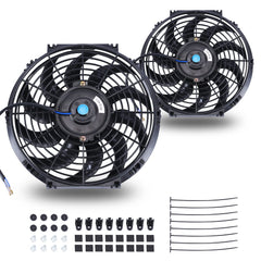 FGJQEFG 12-inch universal slim fan profile improves engine bay clearance for easier installation.