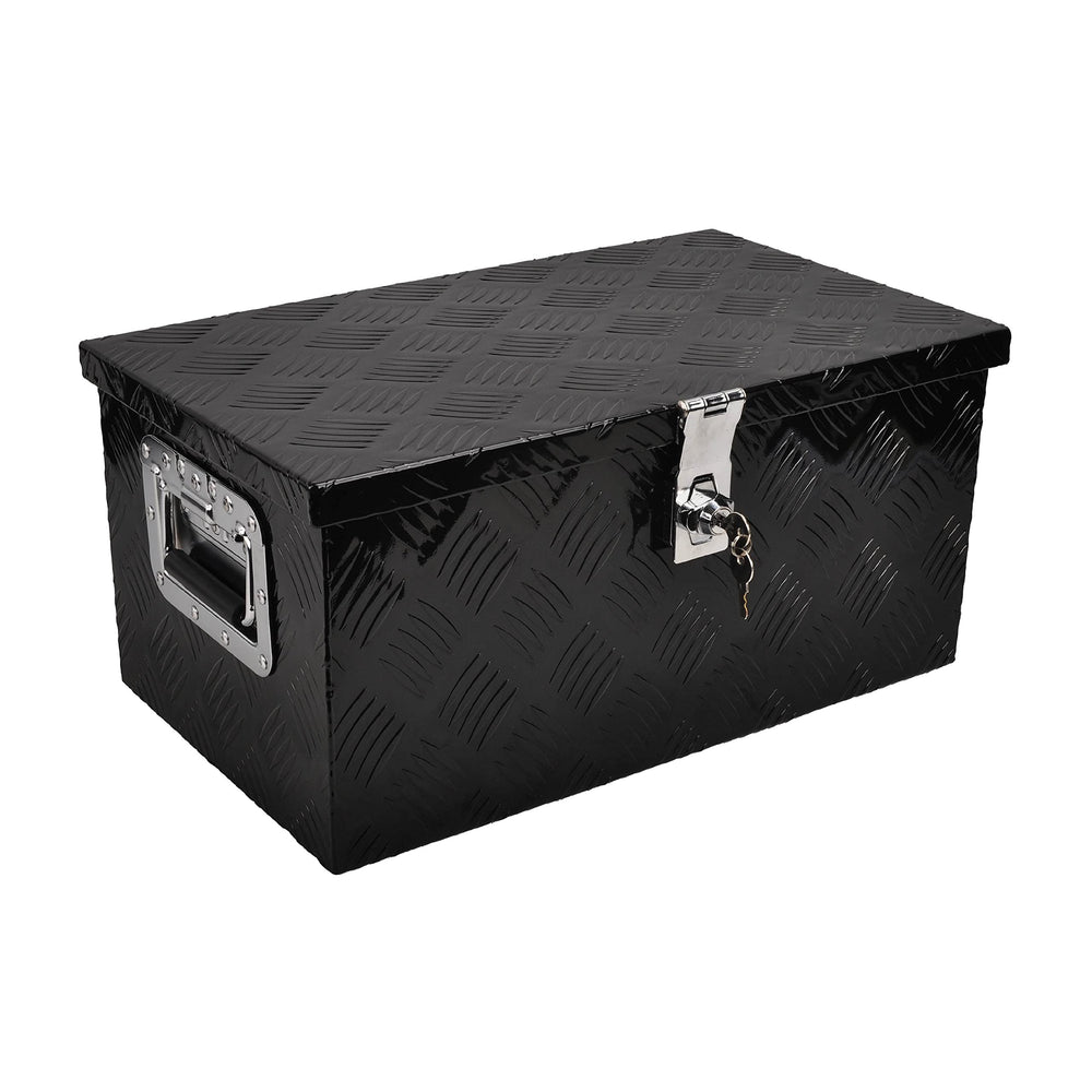 FGJQEFG 20-inch aluminum toolbox mounted on a truck, weather-resistant flatbox.
